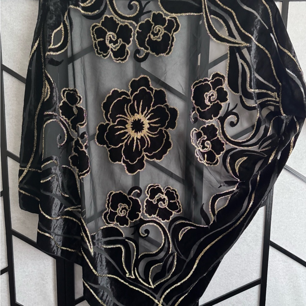 Black embellished table scarf